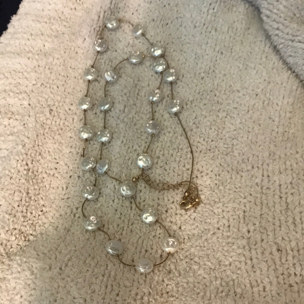 Elegant & Long White Pearl Station Necklace - Women Jewelry
